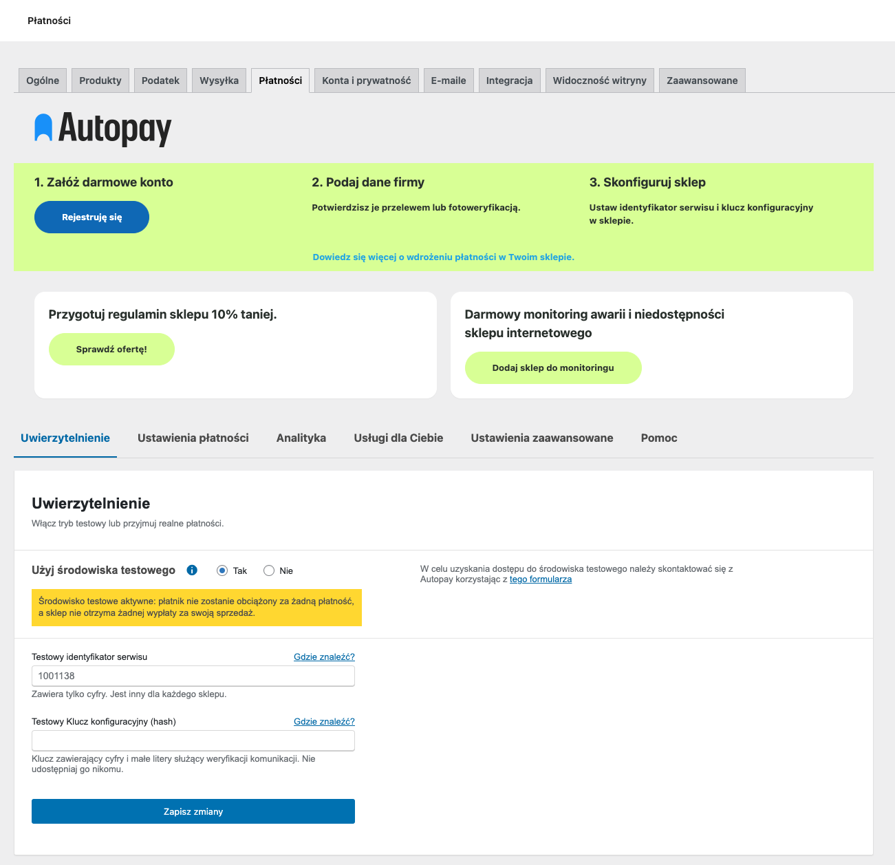 Dostępne metody płatności