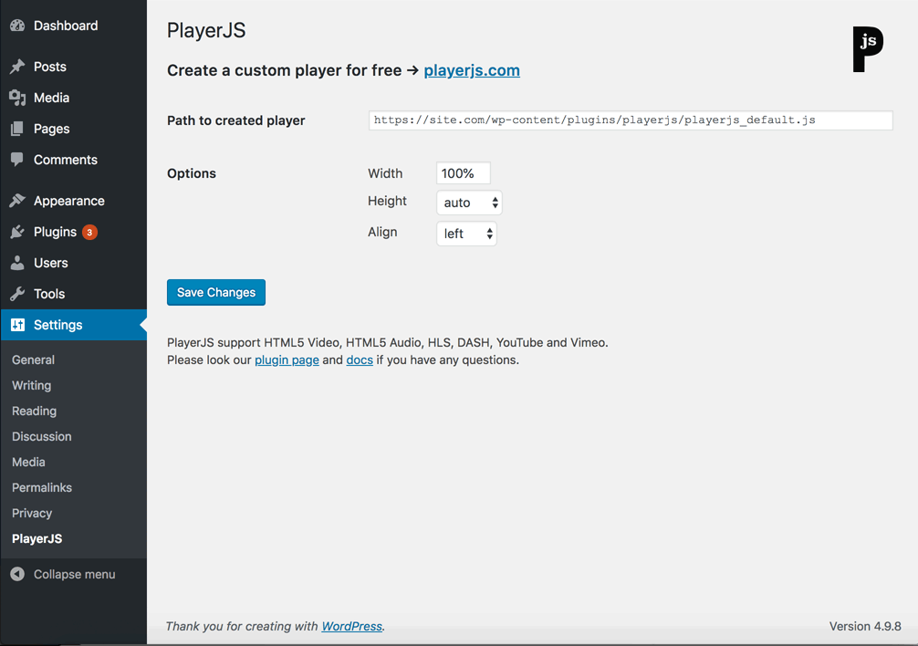 Plugin settings