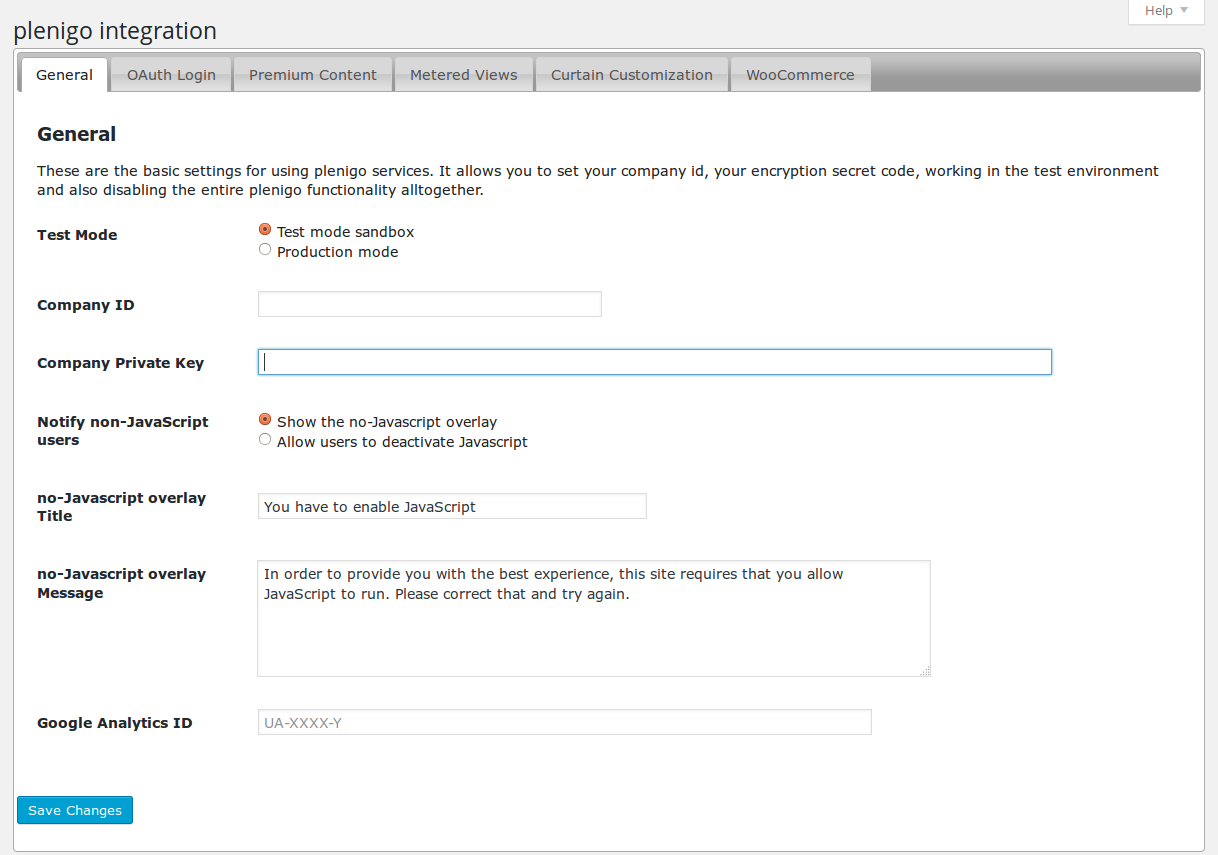 Extensive configuration options