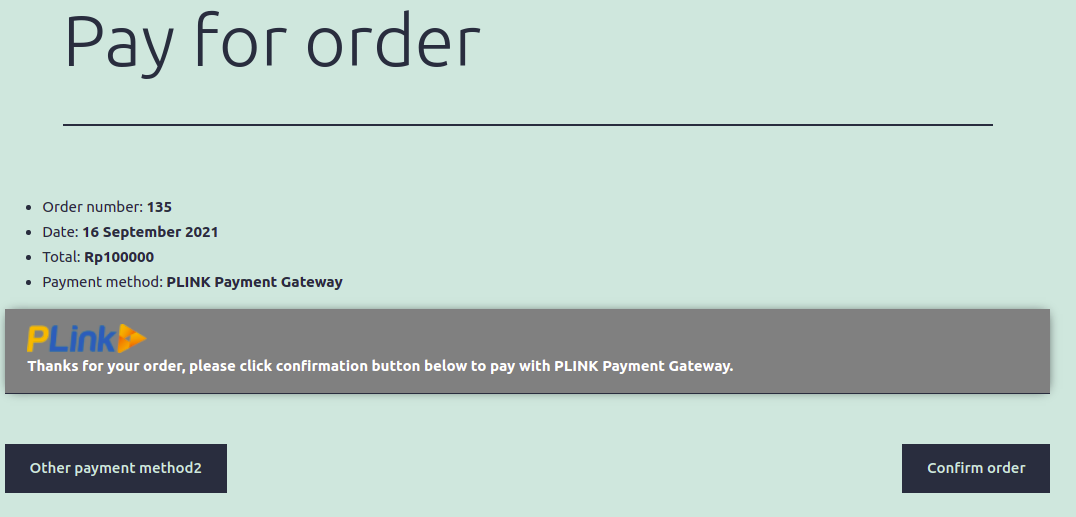 PLINK Payment page