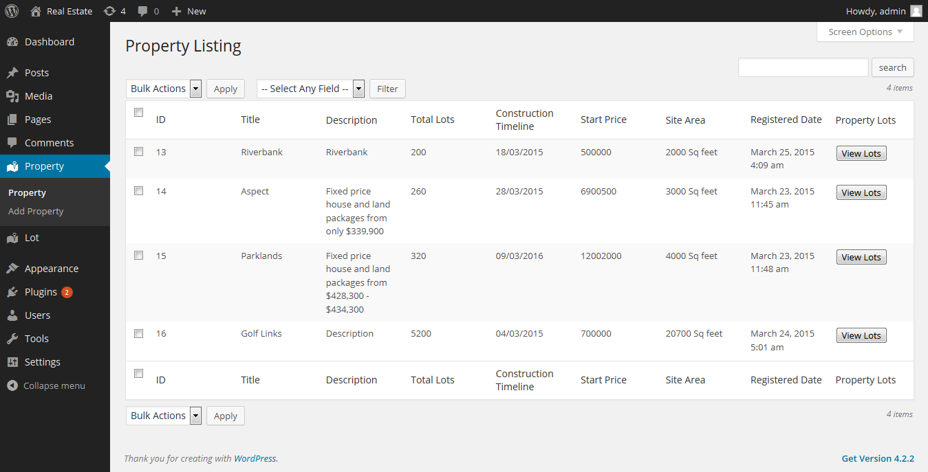 Property Listing Page.
