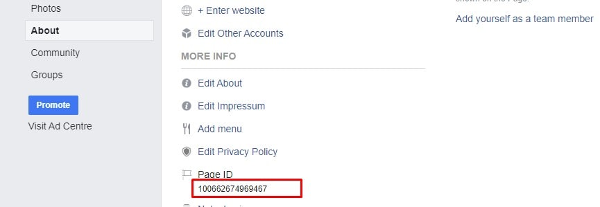 Copy Your Facebook Page ID