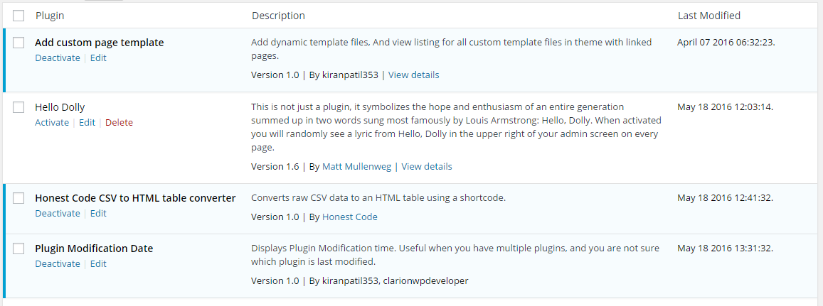 Admin display of plugin.