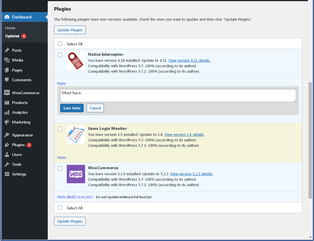 screenshot-5.png This is the Admin Dashboard Update-Page with a "Plugin Notes Label".