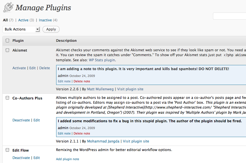 Example of saved note using markdown syntax and variable replacement.