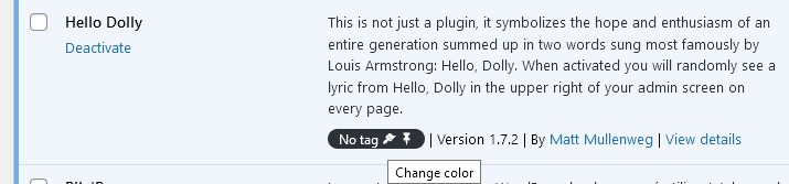 When hovering the tag, you can change the color by clicking the 🖌.