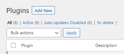 Filter view link is added above plugins (ex: "To delete").