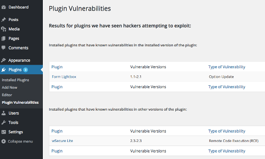 Full Listing of Vulnerabilities With Frequent Exploitation Attempts That Have Existed in Installed Plugins