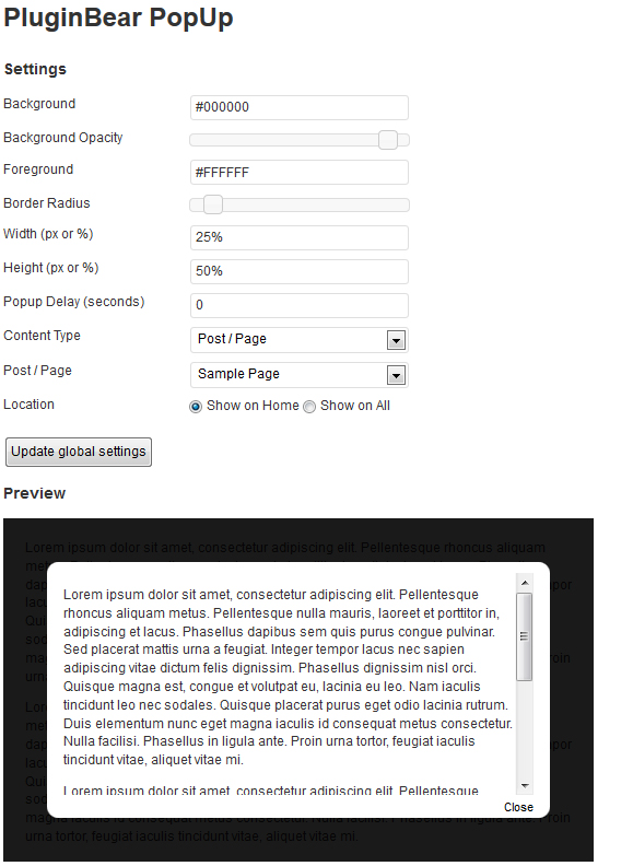 The Popup wizard helps you style and create your popup window.