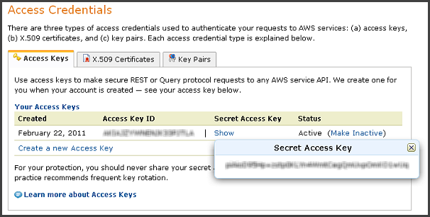 Amazon access keys