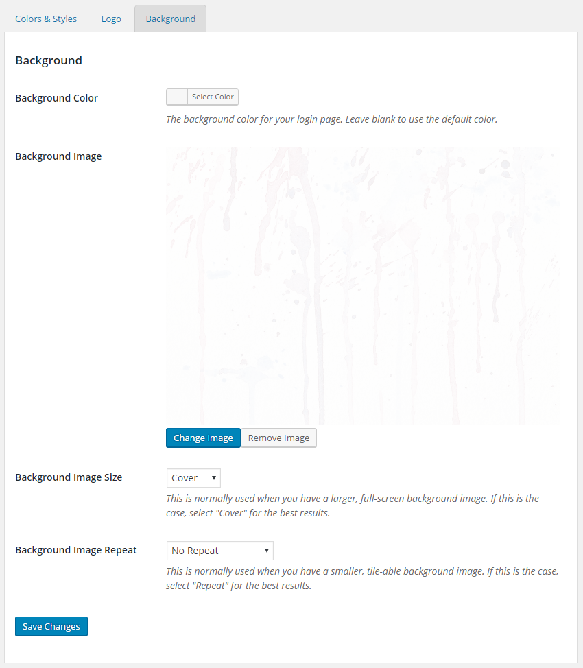 Change the background of the login, registration and forgot password page.