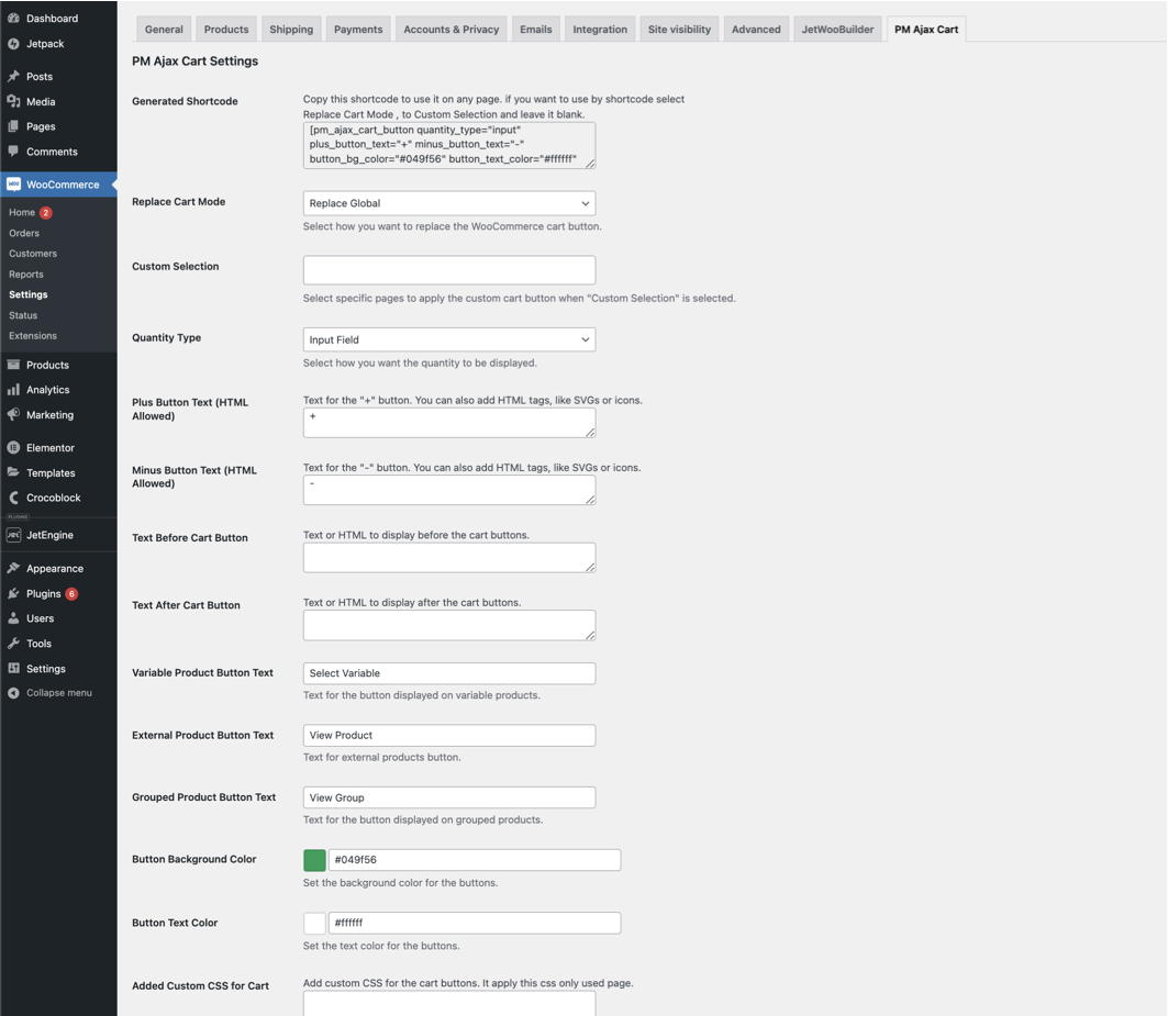 Plugin Setting Page Options Preview