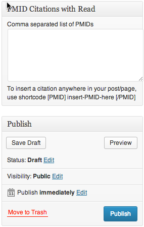 PMID Citations with Read entry field above the update button.