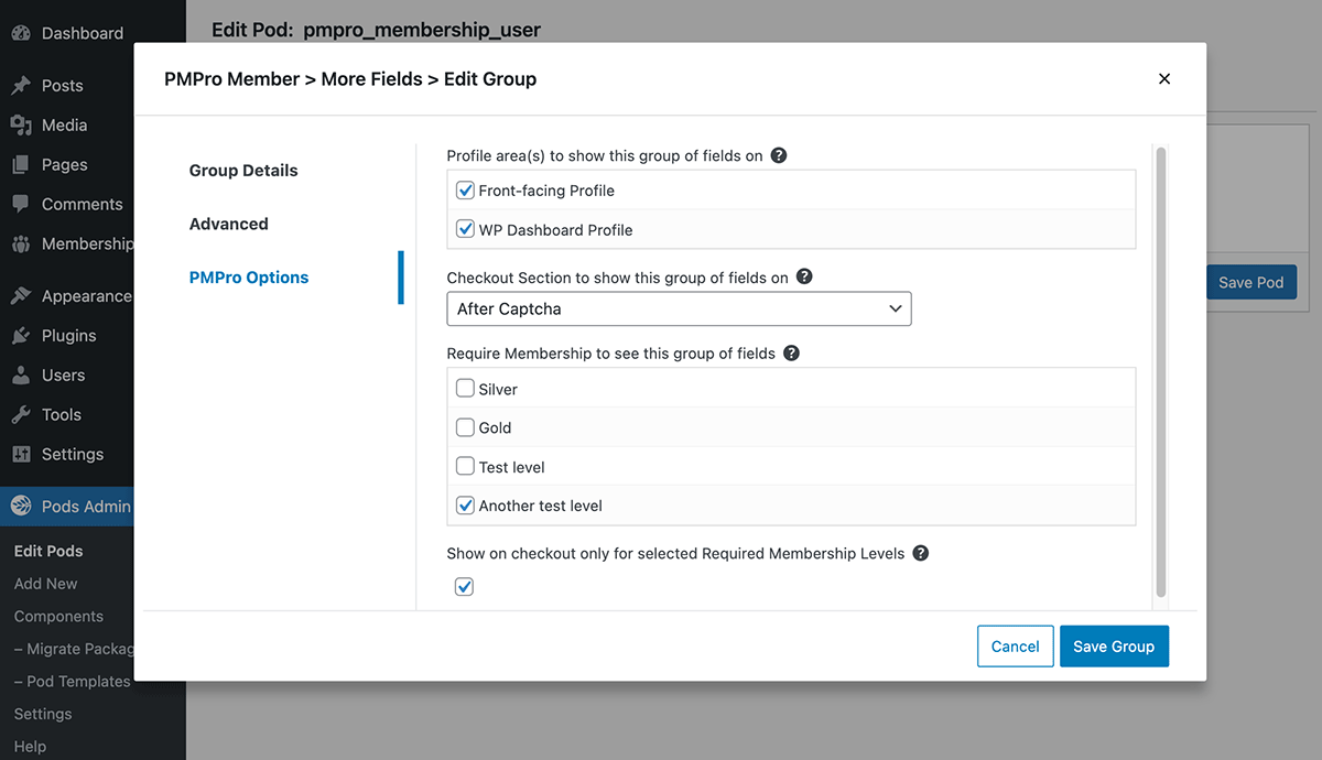 Custom field on the Membership Checkout form