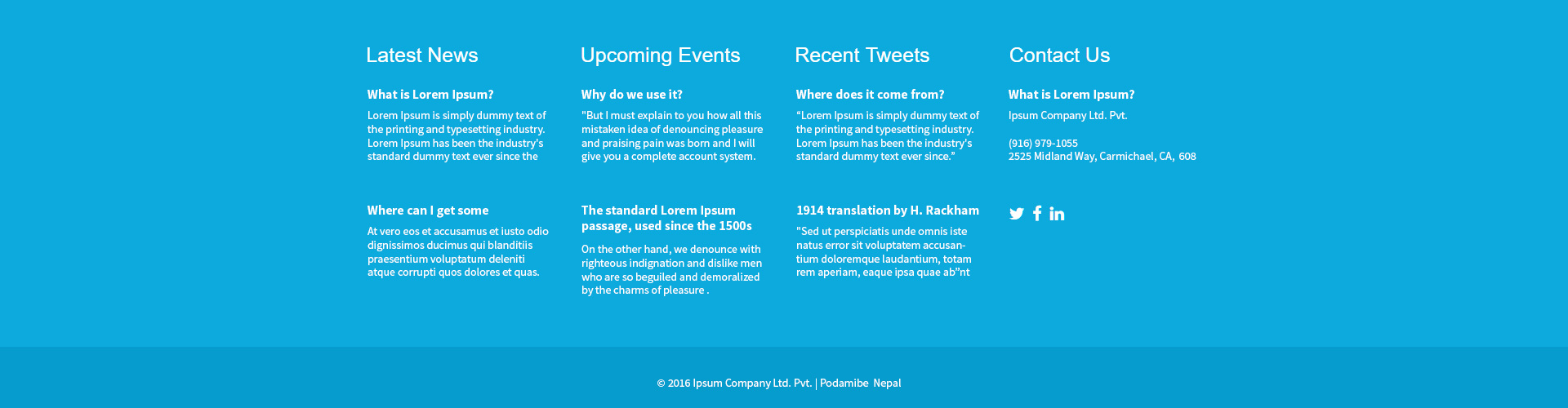 Frontend Display of Footer Design 1