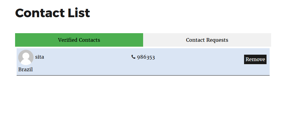 Screenshot 3 - User Contact List