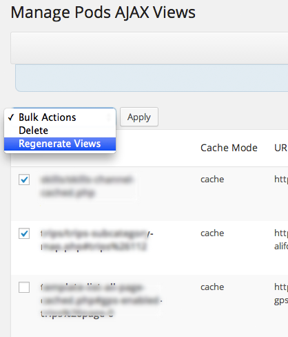Regnerating views from manage page.