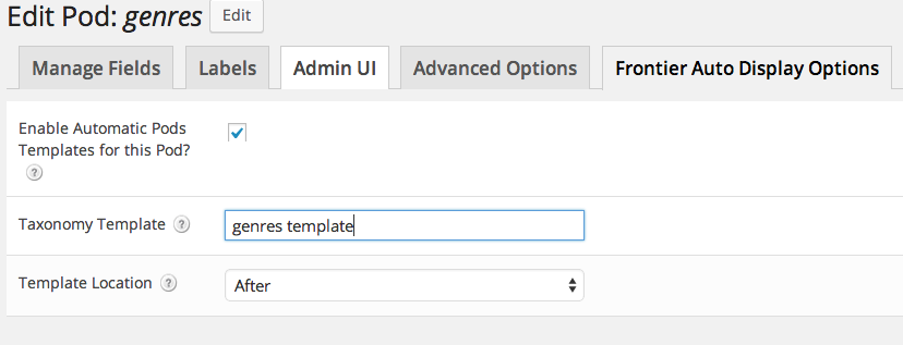Settings for a custom post type.