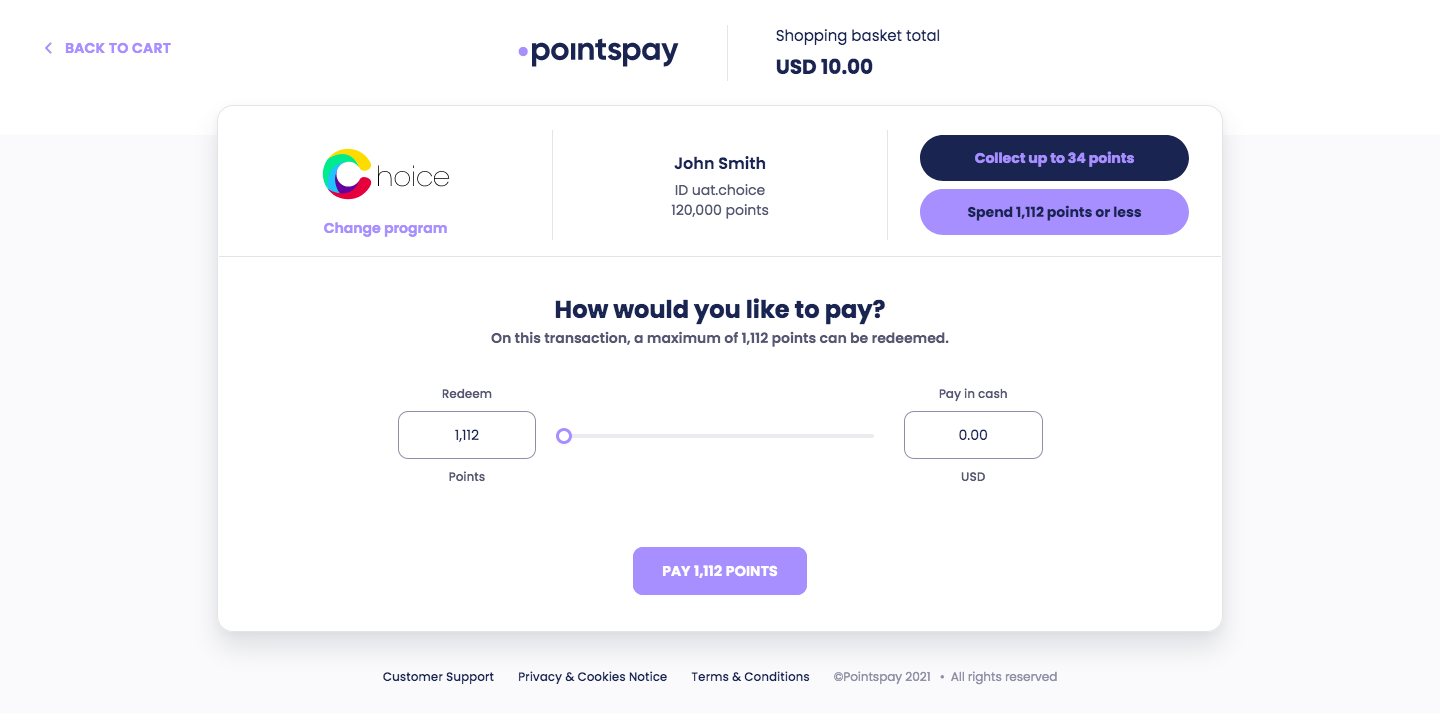 Payment with loyalty points