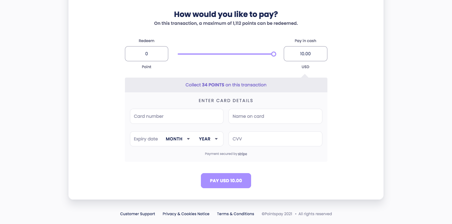 Payment of balance amount with Credit Card