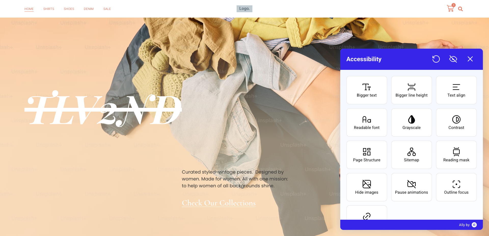 Widget on Site: This is how the accessibility widget appears on a live website.