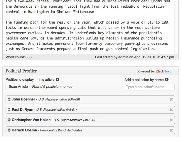 Using the Political Profiler when writing your posts