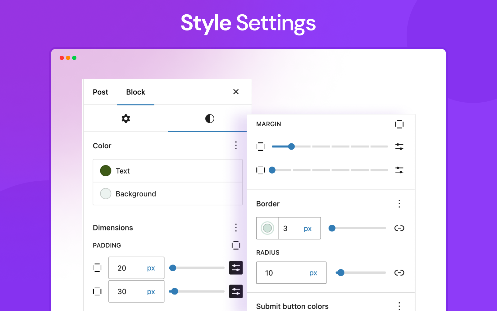 Style settings