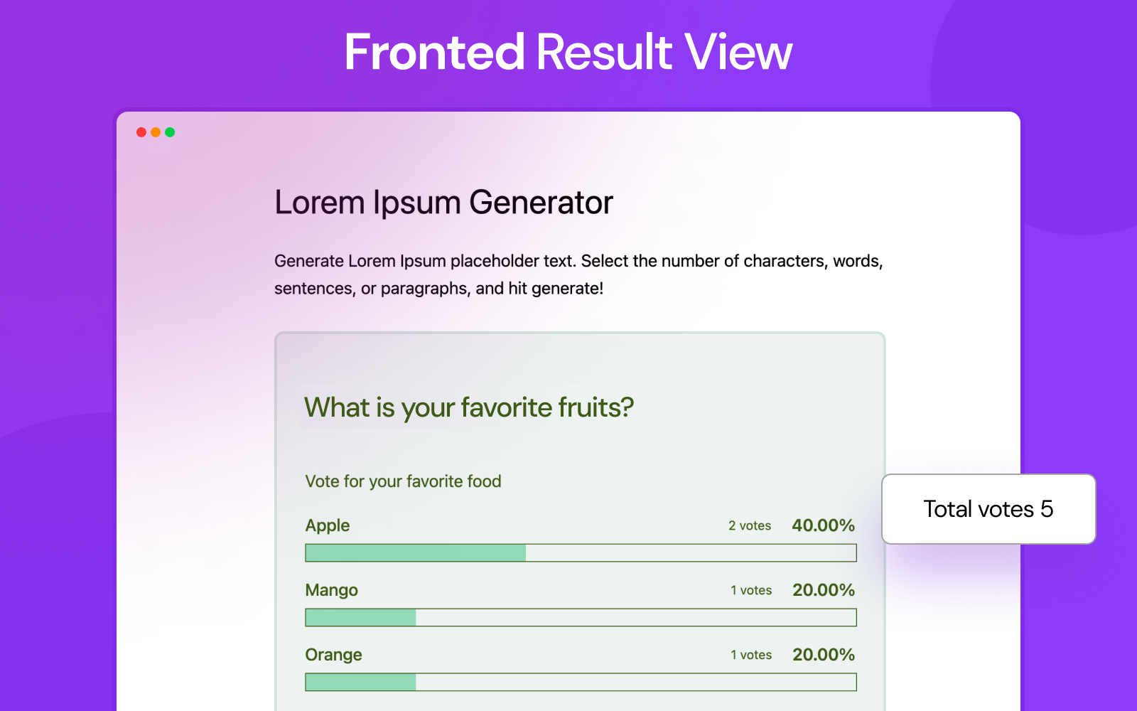 Frontend Result view