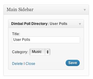 This is a screen shot of the widget being added to the sidebar.  Choose a title and a Category to activate the plugin.
