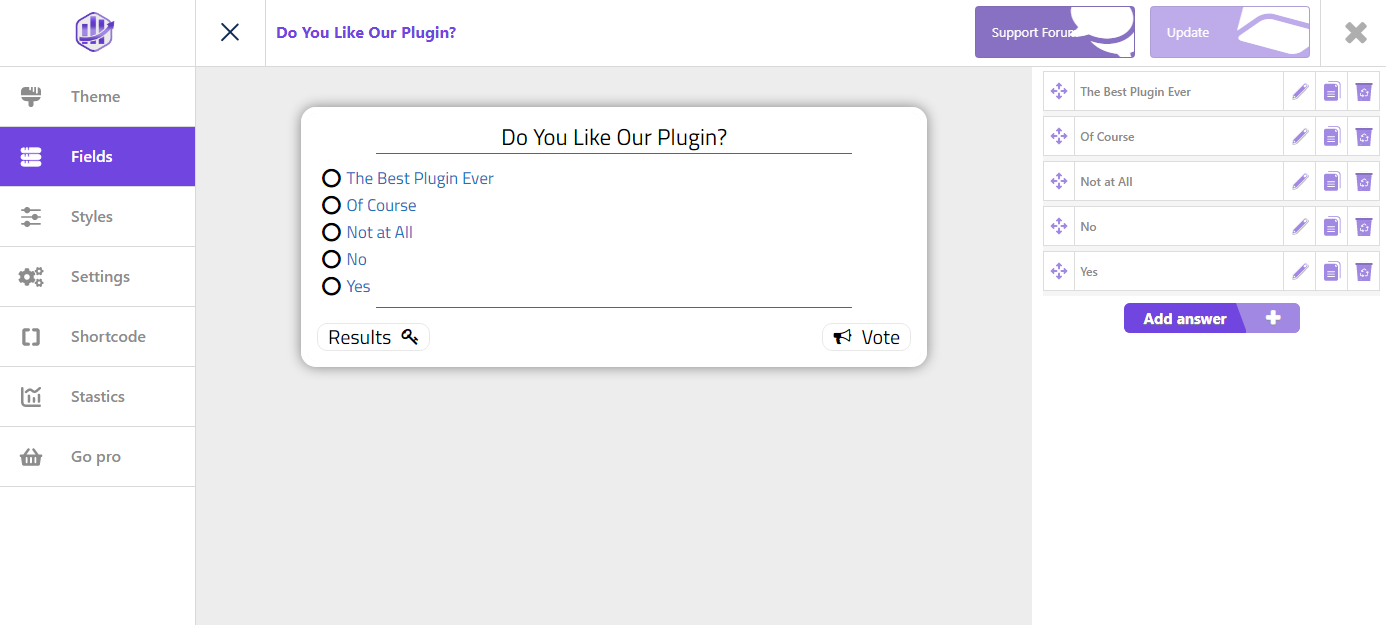 An example of plugin in action (Standard Poll Theme)