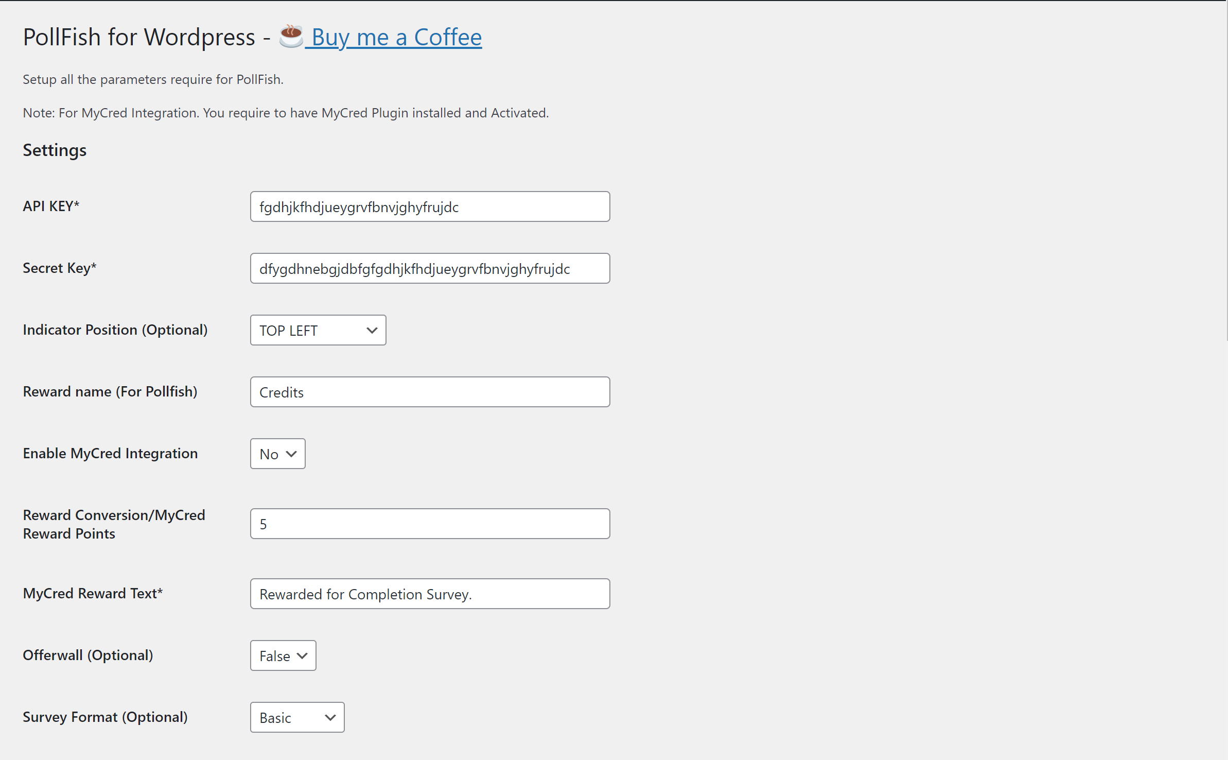 Pollfish Settings Page Part 1