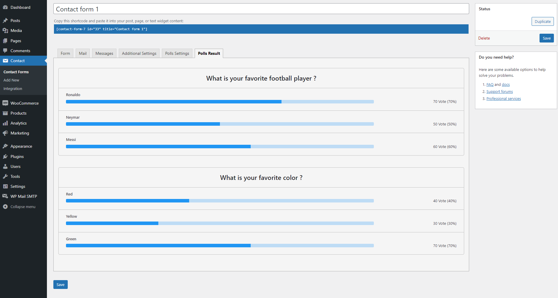 Contact form 7 -> Polls result tab