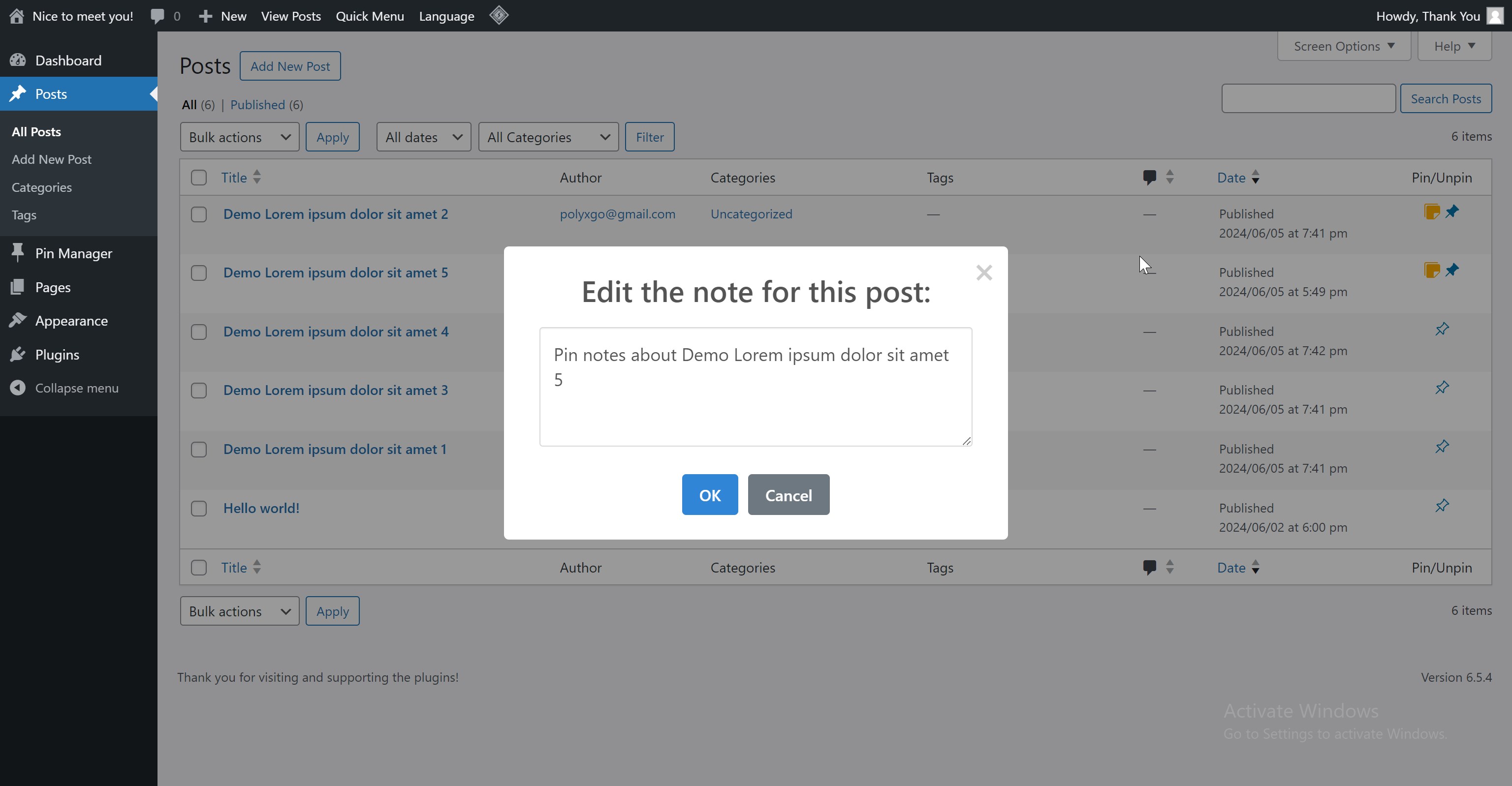 Edit notes for posts.