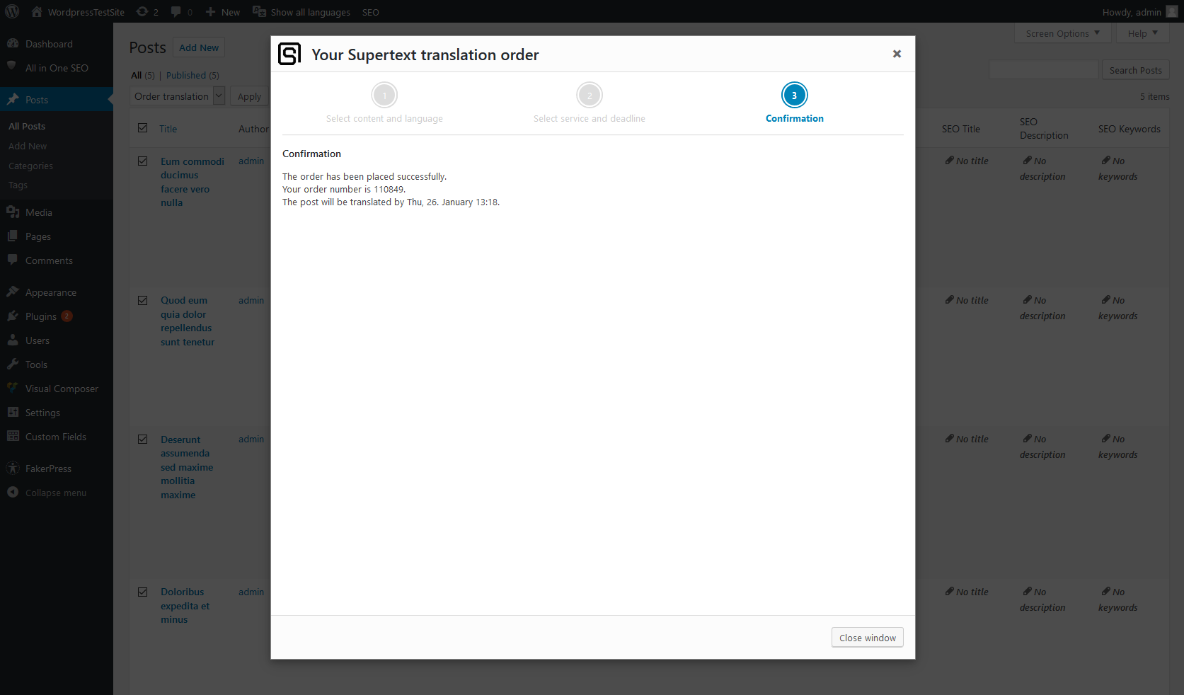 Order confirmation