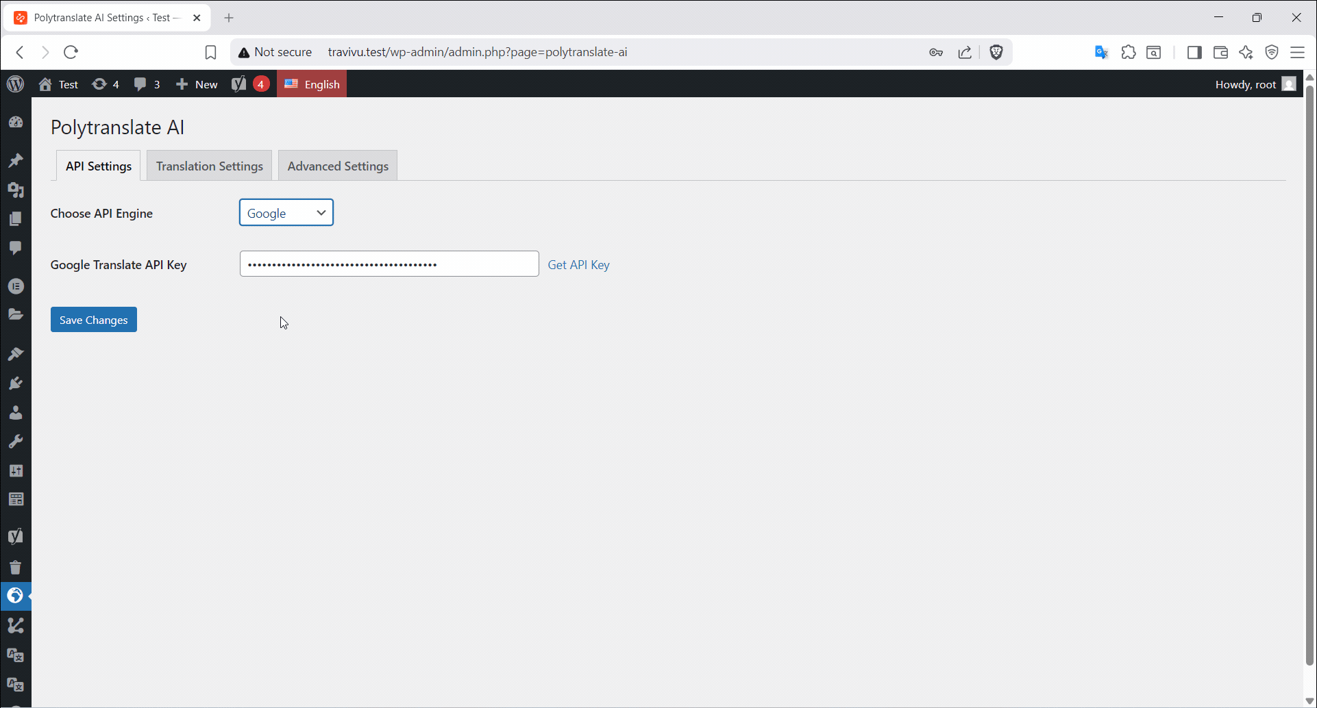 OpenRouter API Settings.