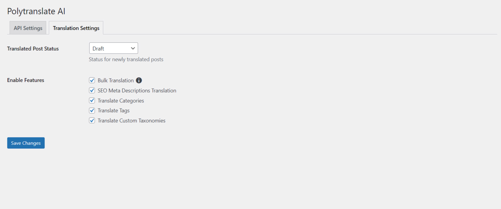Translation Settings.