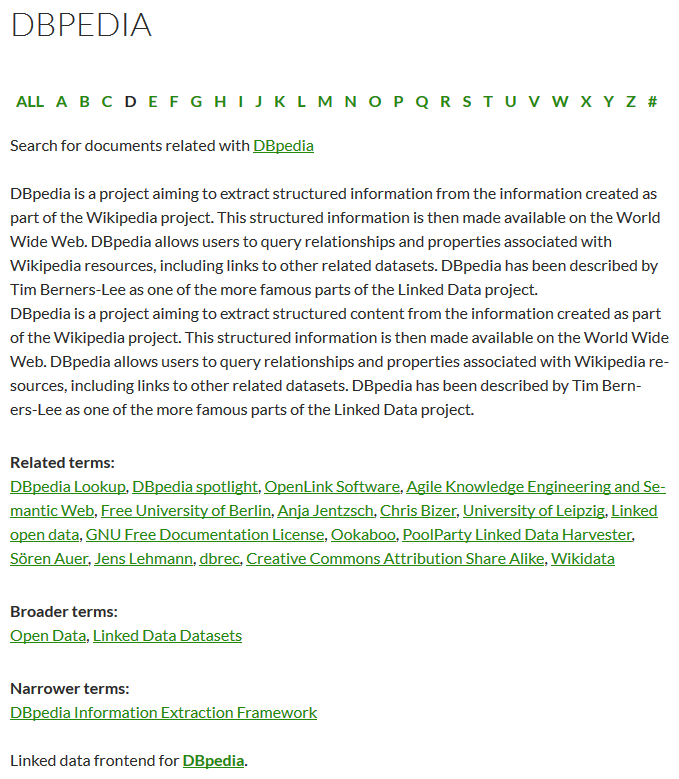 The detail page of a concept