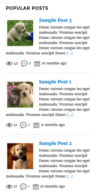 Backend Popular Posts Classic Widget Settings