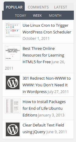 Screenshot of the tabbed widget in the frontend.
