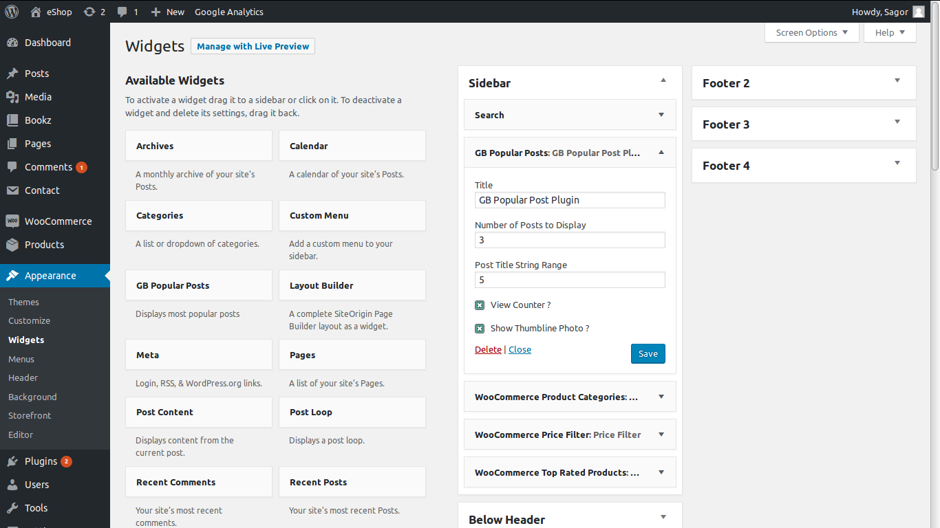 Plugin widget.