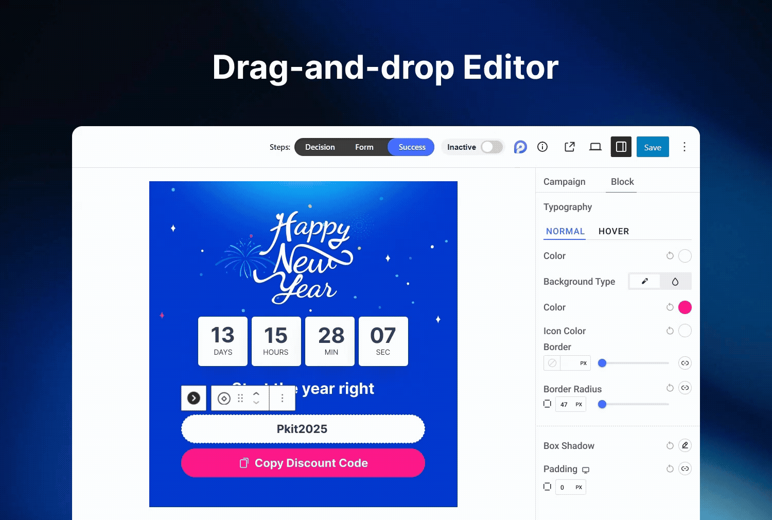 Use custom-select popups or a selector click trigger for instant conversions.