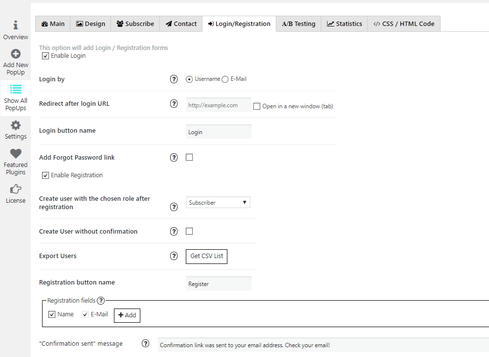 Full screen, Clear popup, Subscription Forms