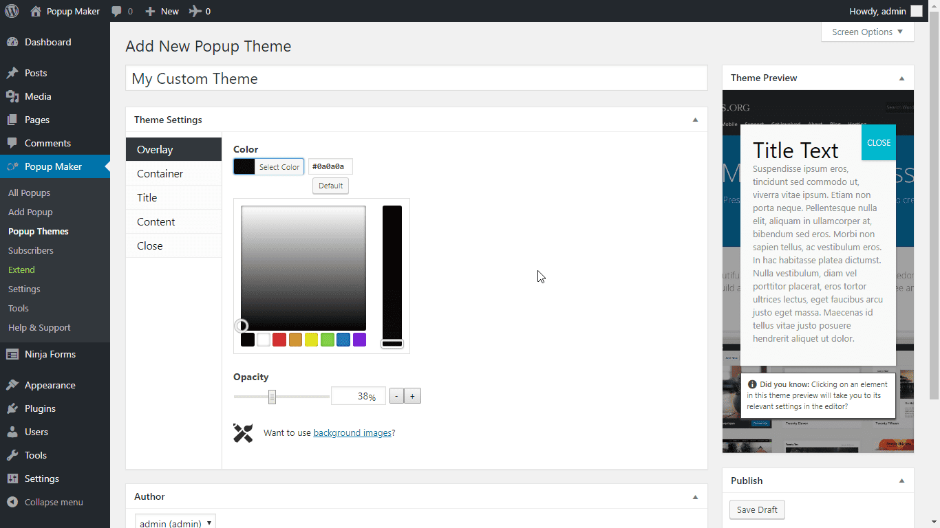 Example popup