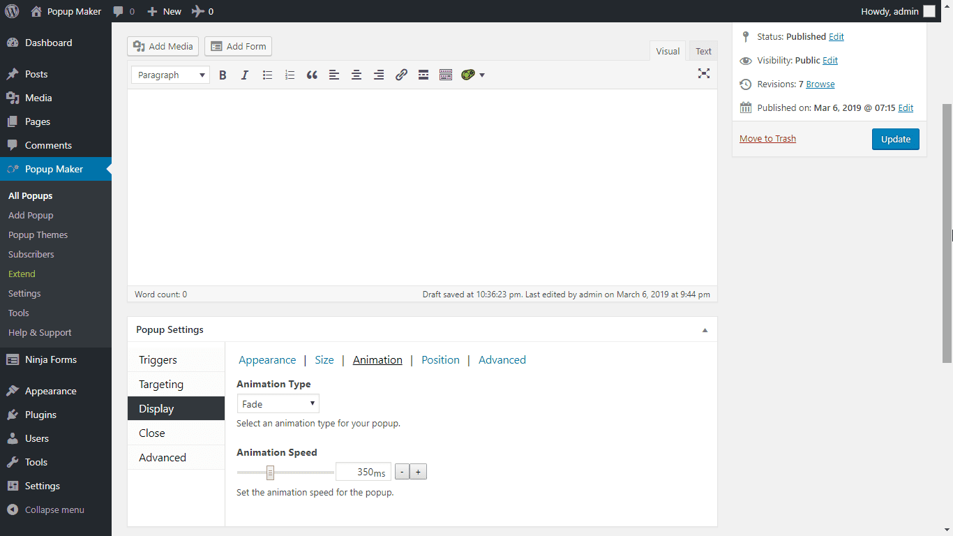 Add triggers to your popups to determine what causes it to open. Our free triggers include: Click Open and Auto Open.