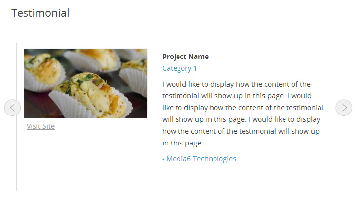 An example of Testimonial page