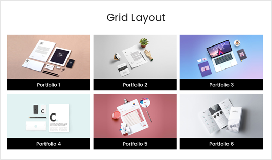 Portfolio Designer with 'Grid' Layout + Bottom Content Position