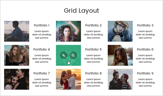 Portfolio Designer with 'Grid' Layout + Right Side Content Position