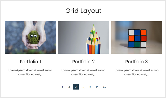 Portfolio Designer with 'Grid' Layout + Bottom Content Position (Portfolio Content)