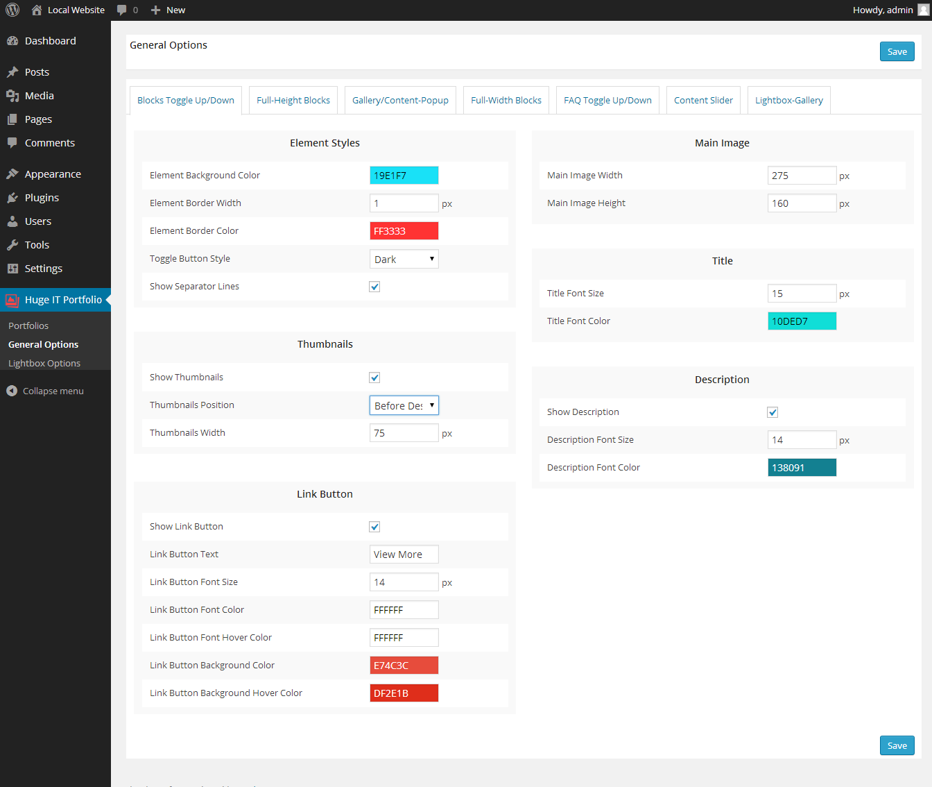 [View 5](https://huge-it.com/wordpress-portfolio-gallery-demo-5-faq-toggle-updown/#plugin_demo_wrapper) - FAQ Toggle Up/Down