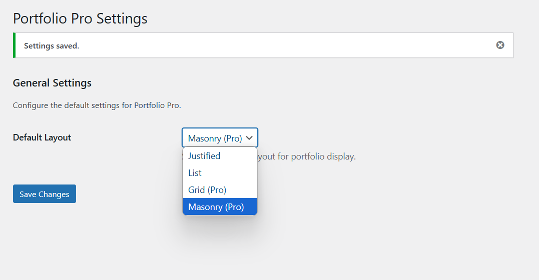 Admin settings screen
